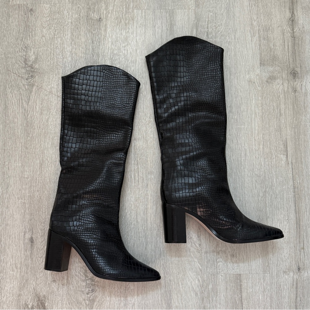 Schutz Crocodile Embossed Leather